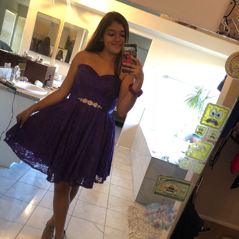 LACY PURPLE SHORT DRESS! Homecoming/formal💜